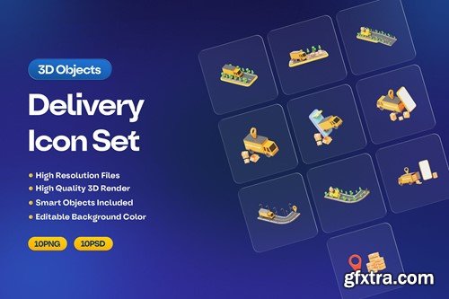 Home Delivery Illustration 3D Icon Set FW6TVHN