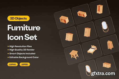 Furniture 3D Icon Set ANLCVET