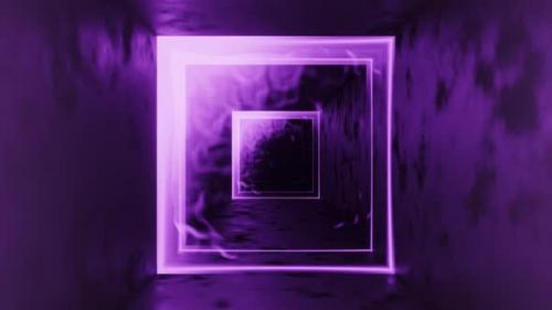 Videohive - Square tunnel with purple portals. Looped animation - 48355619 - 48355619
