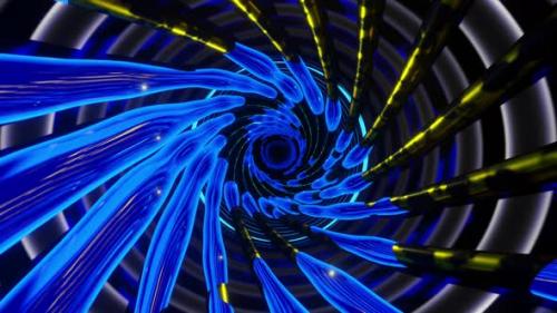 Videohive - Blue and yellow spiral design. Looped animation - 48355620 - 48355620