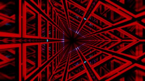 Videohive - Triangular tunnel red squares with black abstract background. Looped animation - 48355627 - 48355627