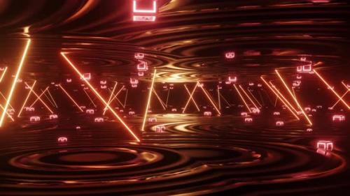 Videohive - Abstract animation with orange lasers and pink cubes . Looped animation - 48355628 - 48355628