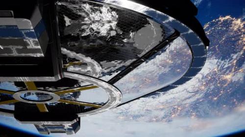 Videohive - Cargo Spaceship on Orbit of Planet Earth - 48367882 - 48367882