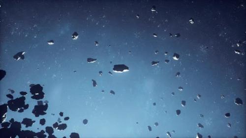 Videohive - Vast Expanse of Perilous Space Rocks Amidst a Hazy Galaxy - 48368110 - 48368110