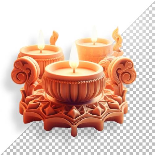 Premium PSD | Diwali festival traditional candle 3d icon Premium PSD