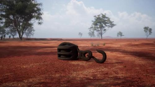 Videohive - A Rusty Metal Hook on a Vibrant Red Dirt Road - 48387938 - 48387938