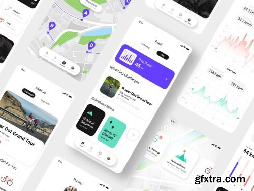 Glide Cycling App (UI Kit) Ui8.net