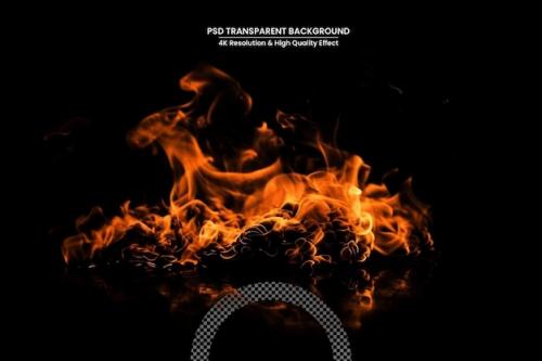 Premium PSD | Flames of fire and flying sparks isolated on transparent background abstract flaming background Premium PSD