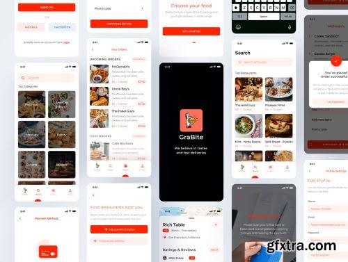 GraBite - A Food Order & Delivery App UI Kit Ui8.net