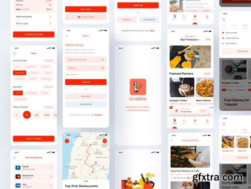 GraBite - A Food Order & Delivery App UI Kit Ui8.net