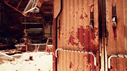 Videohive - A Weathered and Decaying Metal Door in an Abandoned Building - 48388011 - 48388011