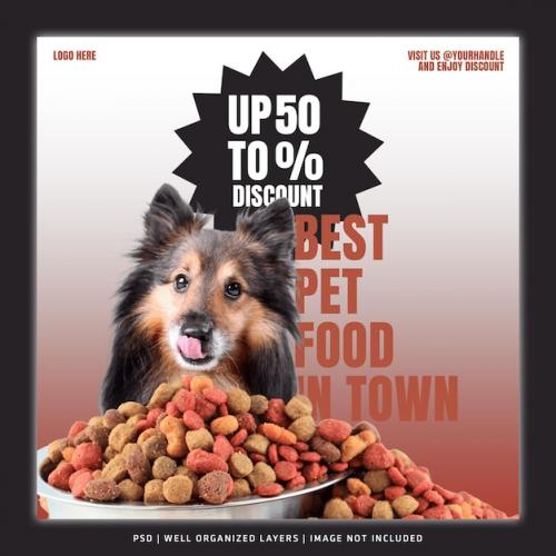 Premium PSD | Free psd pet food social media post template instagram banner Premium PSD