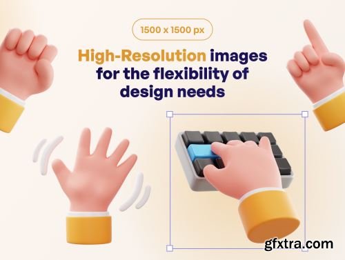 Handflufy - Cute 3D Hand Gesture Ui8.net