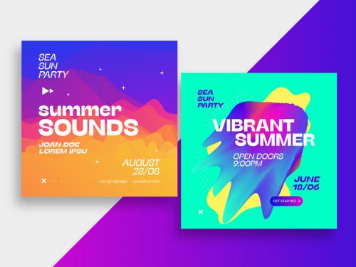 Abstract Social Media Layout Set with Vibrant Gradient 643817617
