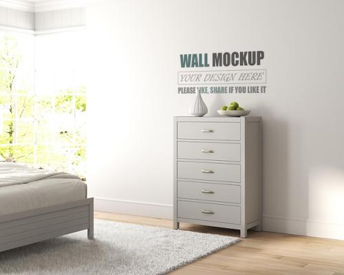 Premium PSD | A bedroom with natural light designed in american style wall mockup Premium PSD