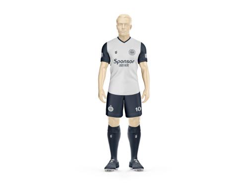 Men Full Soccer Kit Mockup - Front - V Neck 642256173