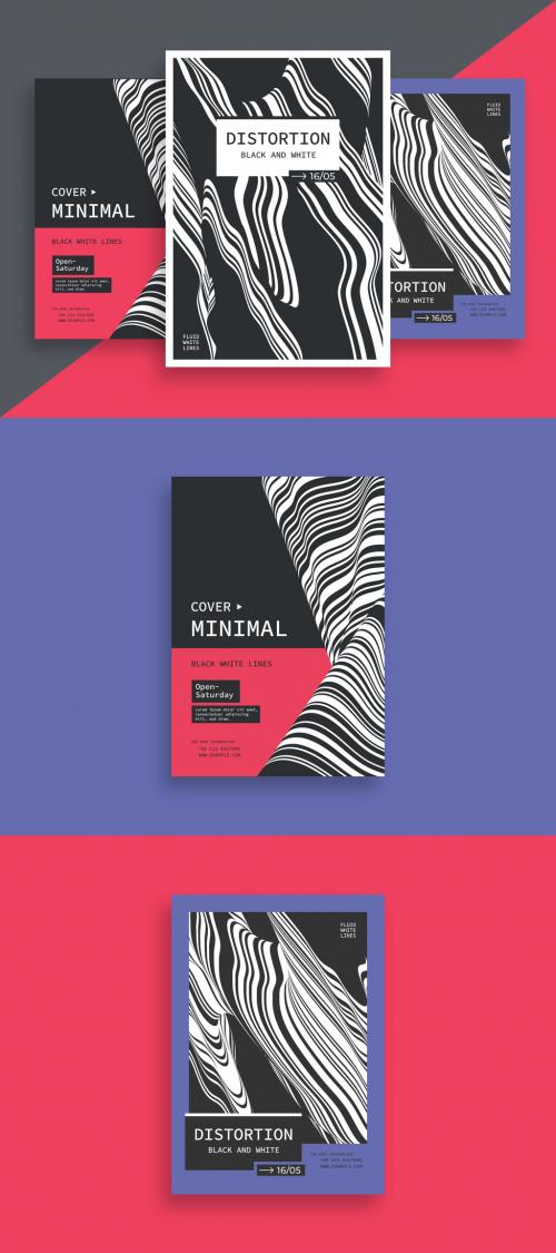 Minimal Abstract Posters Layout with Distortion Shapes 643817609