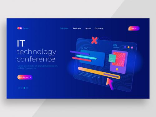 It Technology Landing Page Template with App Interface 643817606