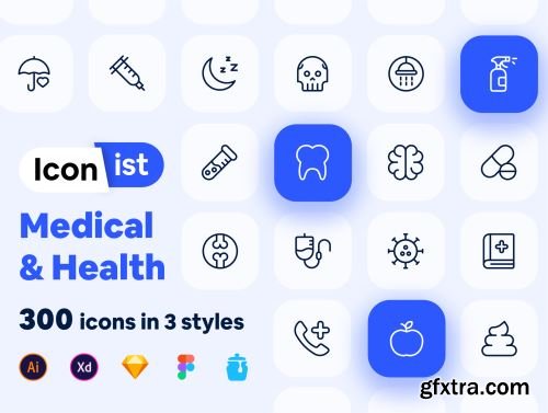 Iconist - 300 Medical and Health icons Ui8.net