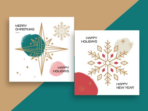 Christmas Cards Layout with Snowflake and Star 643817599