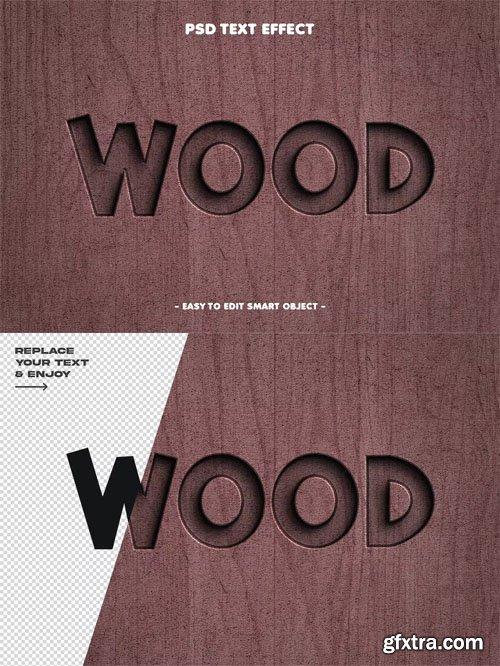 Debossed Wood Textured 3D Text Effect