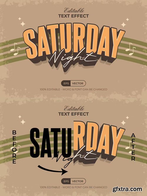 Vintage Text Effect Saturday Night Style