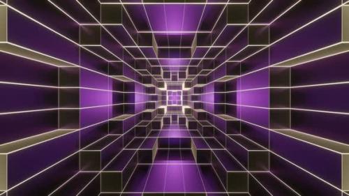 Videohive - Purple And Light Yellow Neon Glowing Sci-Fi Spiraled Room Background Vj Loop In 4K - 48317835 - 48317835