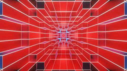 Videohive - Red And White And Blue Neon Glowing Sci-Fi Spiraled Room Background Vj Loop In 4K - 48317837 - 48317837