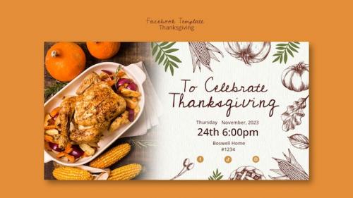 Premium PSD | Hand drawn thanksgiving celebration facebook template Premium PSD