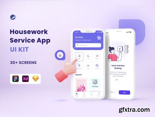 Housework Service App UI Kit Ui8.net