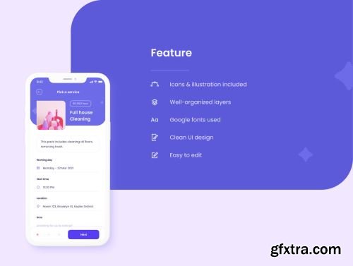 Housework Service App UI Kit Ui8.net