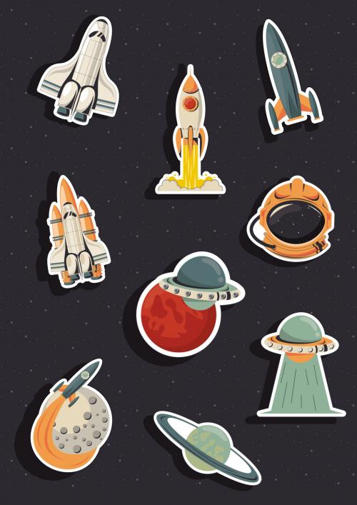 Retro Space Sticker Set 643709907