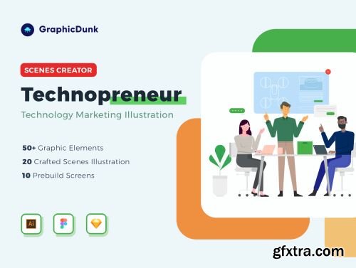 Graphicdunk - Technopreneur Illustration Scene Creator Ui8.net