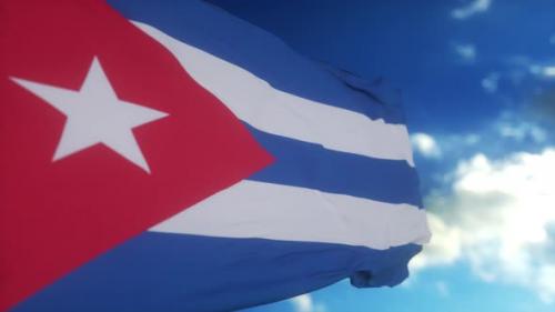 Videohive - The National Flag of Cuba Waving in the Wind Blue Sky Background - 48321748 - 48321748