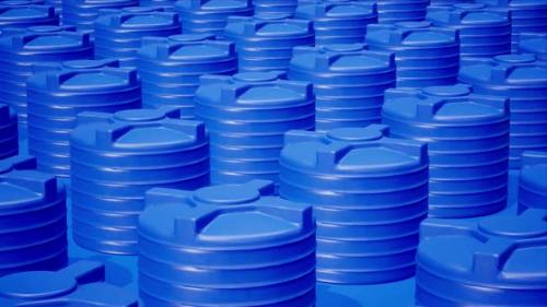 Videohive - Endless Rows of Blue Water Tanks In A Seamless Loop - 48322939 - 48322939