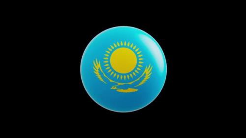 Videohive - animation of the flag of the country "Kazakhstan" stylized under the sphere. alpha channel - 48323291 - 48323291