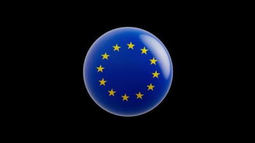 Videohive - animation of the flag of the "EU" country stylized as a sphere. alpha channel - 48323468 - 48323468