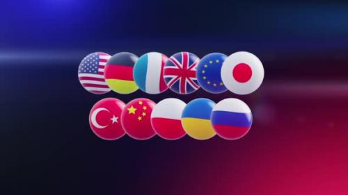 Videohive - animation of a group of flags of countries stylized as a sphere. - 48323481 - 48323481