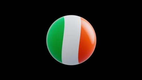 Videohive - animation of the flag of the country "Ireland" stylized as a sphere. alpha channel - 48323611 - 48323611