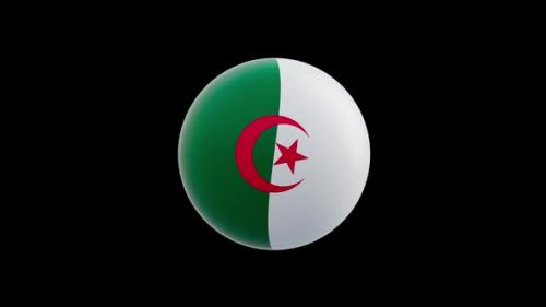 Videohive - animation of the flag of the country " Algeria" stylized as a sphere. alpha channel - 48323615 - 48323615