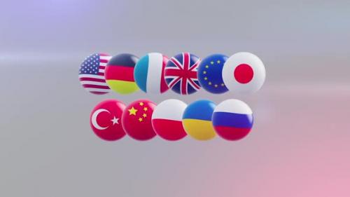 Videohive - animation of a group of flags of countries stylized as a sphere. - 48323620 - 48323620