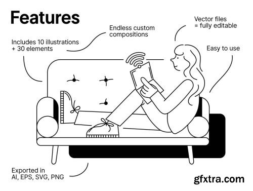 Home office and Remote work Illustrations Pack Ui8.net