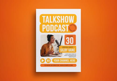 White Flat Talkshow Podcast Flyer Layout 643519416