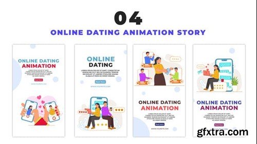 Videohive Flat Design Character Online Dating Instagram Story 48661430