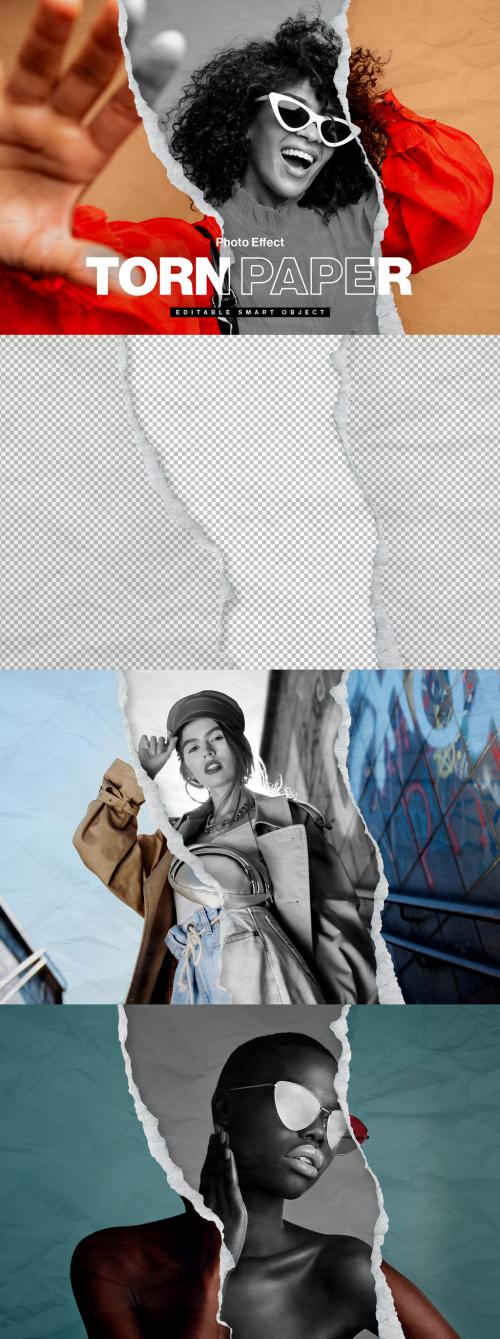 Torn Paper Mockup Photo Effect 642129113