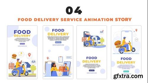 Videohive Food Delivery Service 2D Flat Character Instagram Story 48658206