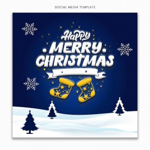 Premium PSD | Merry christmas social media template for instagram post feed Premium PSD