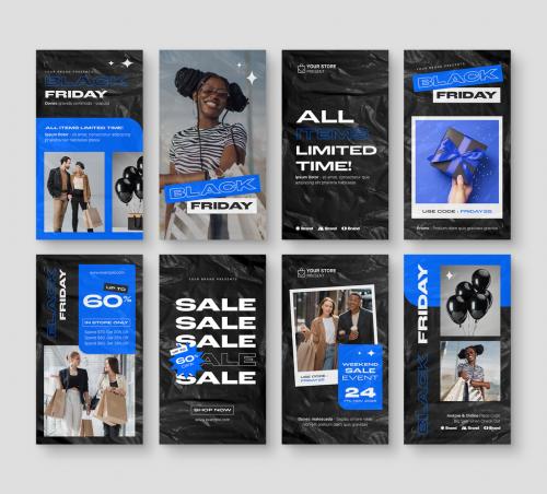 Black Friday Social Media Story Layout in Blue 642128680