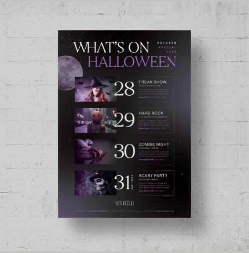 Halloween What's On Flyer Layout in Purple Theme 642128542