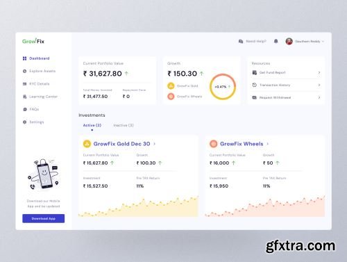 GrowFix: Financial Dashboard UI Kit Ui8.net